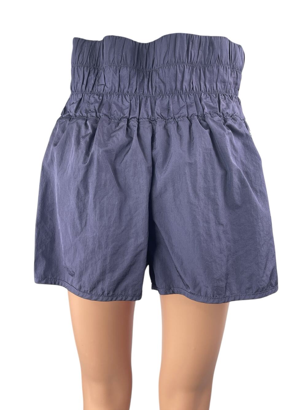 Free People Way Home Purple High Rise Smocked Wide Activewear Sports Shorts Sz L